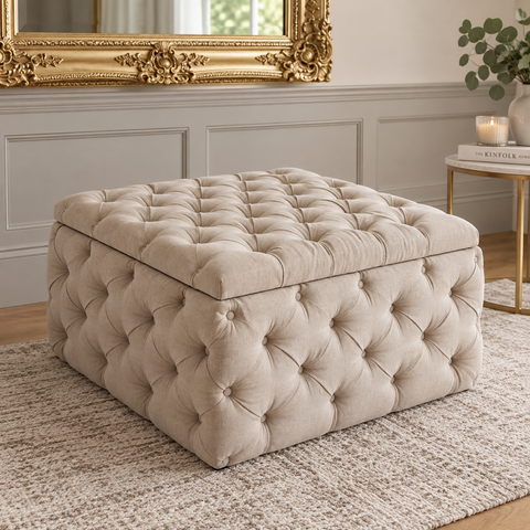 Small Square Chesterfield Buttoned Footstool-Footstool-Chic Concept