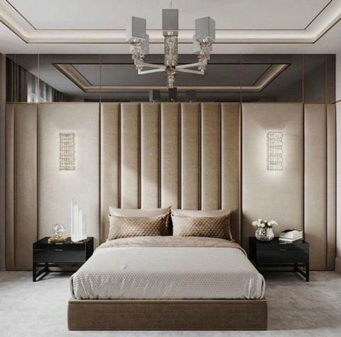 Vertical Design Fabric Upholstered Wall Mounted Headboard Wall Panels-Wall Panels-Chic Concept