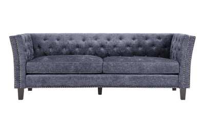 Rachel Chesterfield Grey Shimmer Velvet Sofa Sets-Fabric Sofa-Chic Concept