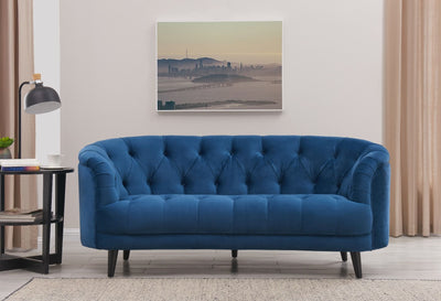 Seattle Blue Velvet Chesterfield Love Seat-Fabric Sofa-Chic Concept