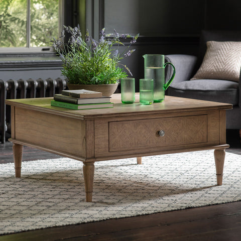 Mustique Natural Square 2 Drawer Coffee Table-Coffee Table-Chic Concept