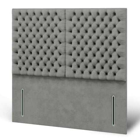 Seville Double Panel Chesterfield Deep Buttoned Fabric Upholstered Bespoke Tall Floor Standing Headboard-Tall Floor Standing Headboard-Chic Concept