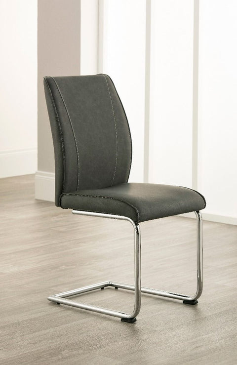 Aria Grey Faux Leather Dining Chair-Dining Chairs-Chic Concept