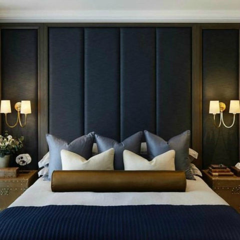 New 4 Panel Bespoke Designer Wall Mounted Headboard Fabric Upholstered Bed - Build Your Bed-Build Your Bed-Chic Concept