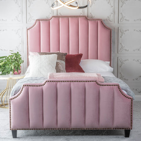 Urbano Art Deco Pink Sleigh Bed-Sleigh Bed-Chic Concept