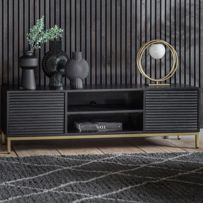 Ripple Black and Gold TV Media Unit-TV Unit-Chic Concept