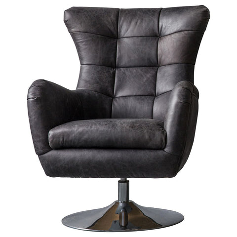 Bristol Black Leather Swivel Chair-Occasional Chair-Chic Concept