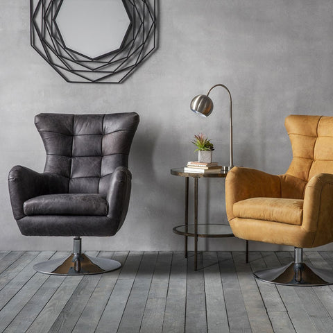 Bristol Black Leather Swivel Chair-Occasional Chair-Chic Concept
