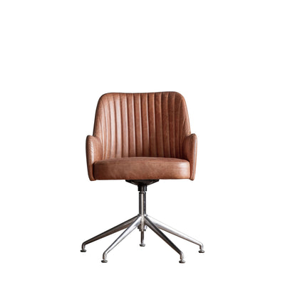 Vintage Brown and Silver Curie Swivel Chair-Occasional Chair-Chic Concept