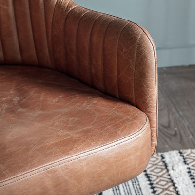Vintage Brown and Silver Curie Swivel Chair-Occasional Chair-Chic Concept