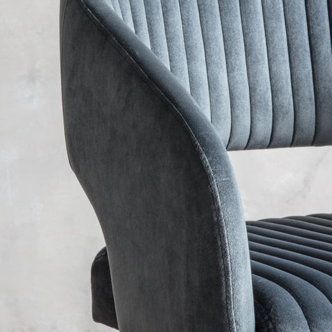 Murray Charcoal Velvet Swivel Chair-Occasional Chair-Chic Concept