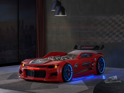 Champion Children's Novelty Kids Red Race Car Bed with LED Lights, Sound & Bluetooth-Children's Bed-Chic Concept