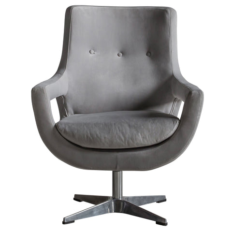 Venosa Swivel Chair Grey Velvet-Occasional Chair-Chic Concept