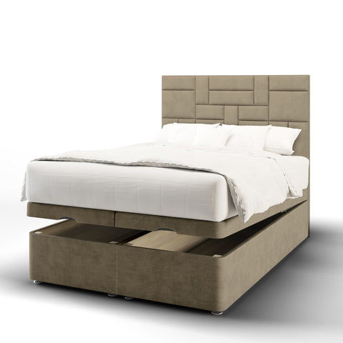 Abstract Multi Panel Fabric Upholstered Tall Headboard with Ottoman Storage Bed & Mattress Options-mws_apo_generated-Chic Concept