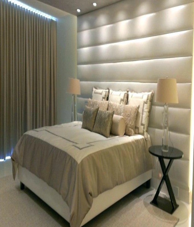 Horizontal Design Fabric Upholstered Wall Mounted Headboard Wall Panel ...