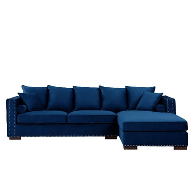 Royal Blue Velvet Moscow Corner Sofa-Fabric Sofa-Chic Concept