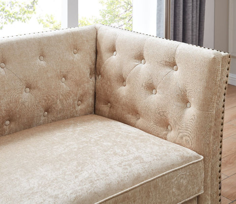 Rachel Chesterfield Champagne Shimmer Velvet Sofa Sets-Fabric Sofa-Chic Concept