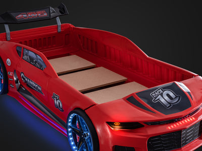 Champion Children's Novelty Kids Red Race Car Bed with LED Lights, Sound & Bluetooth-Children's Bed-Chic Concept