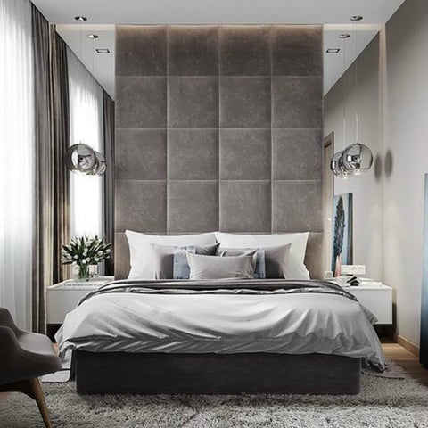 Cubic Design Fabric Upholstered Wall Mounted Headboard Wall Panels-Wall Panels-Chic Concept