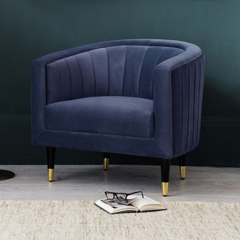 Twilight Blue Velvet Armchair-Occasional Chair-Chic Concept