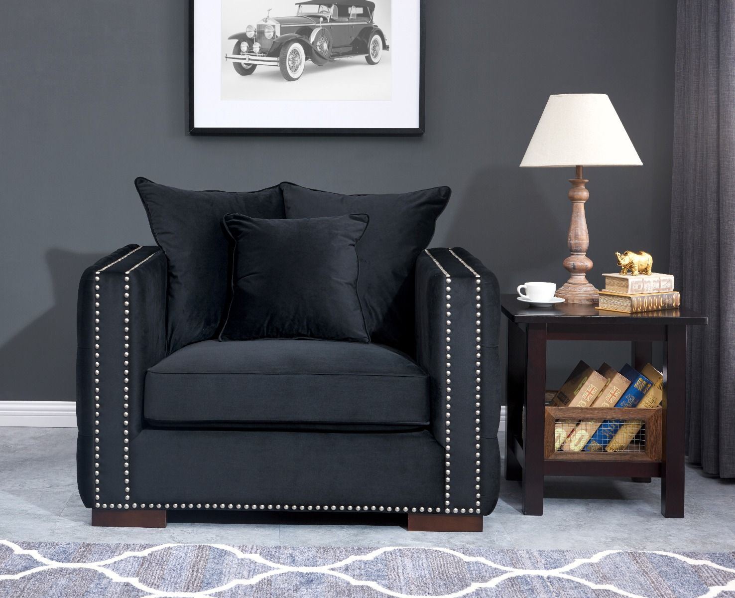 Black Velvet Moscow Sofa Sets - Chic Concept