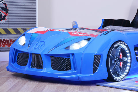 GT Turbo Children's Novelty Kids Blue Racing Car Bed - 3FT Single-Children's Bed-Chic Concept