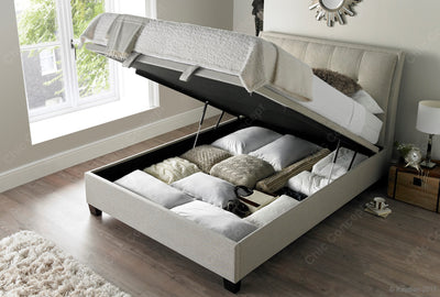 Accent Pendle Oatmeal Fabric Ottoman Storage Bed-Ottoman Bed-Chic Concept