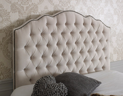 Amelia Curved Bespoke Chesterfield Buttoned Fabric Headboard-Floor Standing Headboard-Chic Concept