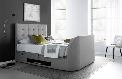 Barnard Artemis Light Grey Fabric Ottoman Storage TV Bed-TV Bed-Chic Concept