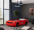 Dodge Children's Novelty Kids Red Racing Car Bed -3FT Single with LED Lights, Sound & Bluetooth-Children's Bed-Chic Concept