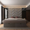 Chevron Geometric Metal Gold Strip Design Wall Mounted Headboard Fabric Upholstered Bed - Build Your Bed-Bed-Chic Concept