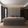 New Bespoke Chevron Geometric Aluminium Metal Gold Strip Design Wall Mounted Fabric Upholstered Wall Board Headboard-Bed-Chic Concept