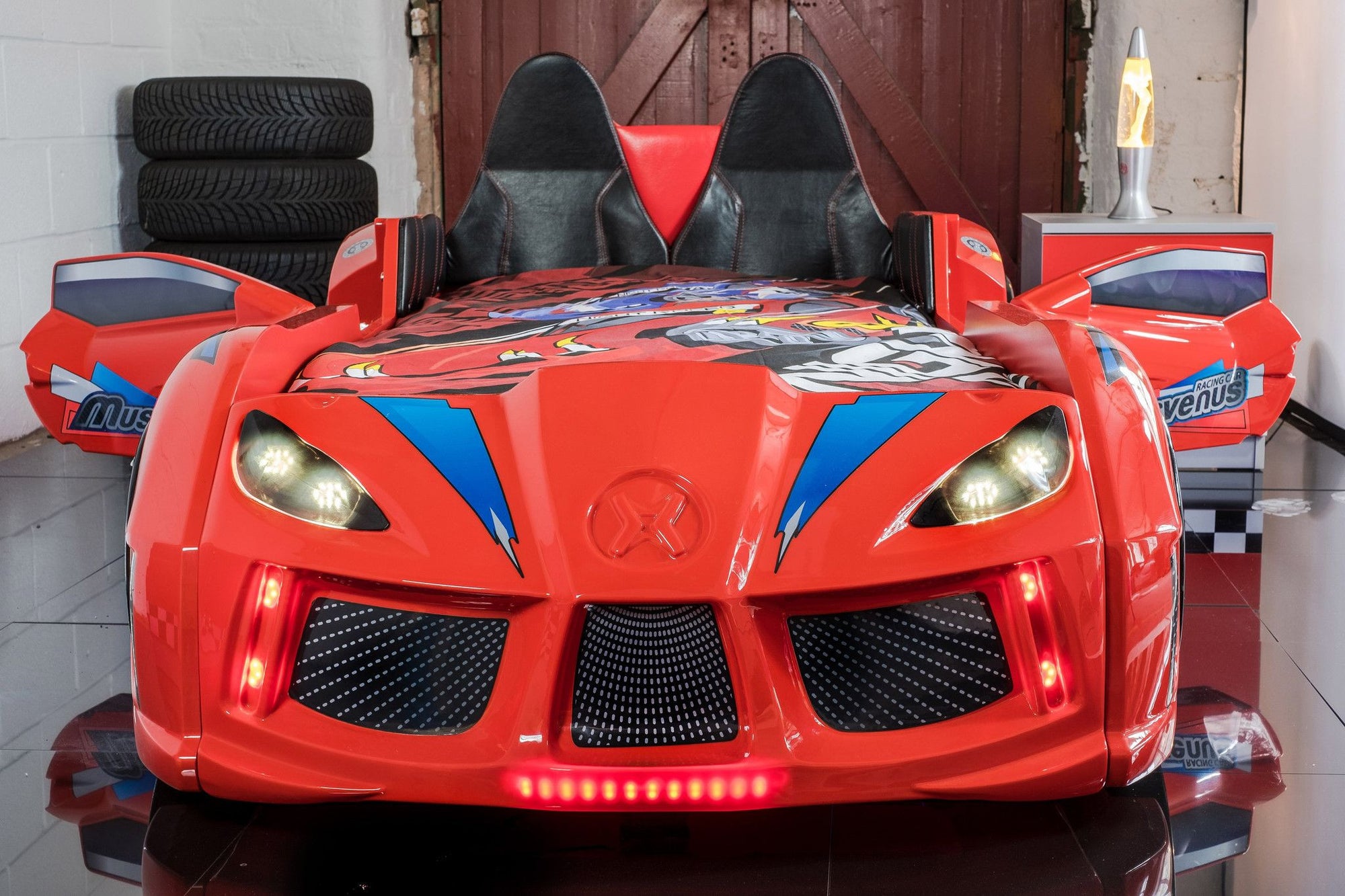GT Eco Speed 3FT Single Children's Novelty Red Racing Car Bed with  Headlights