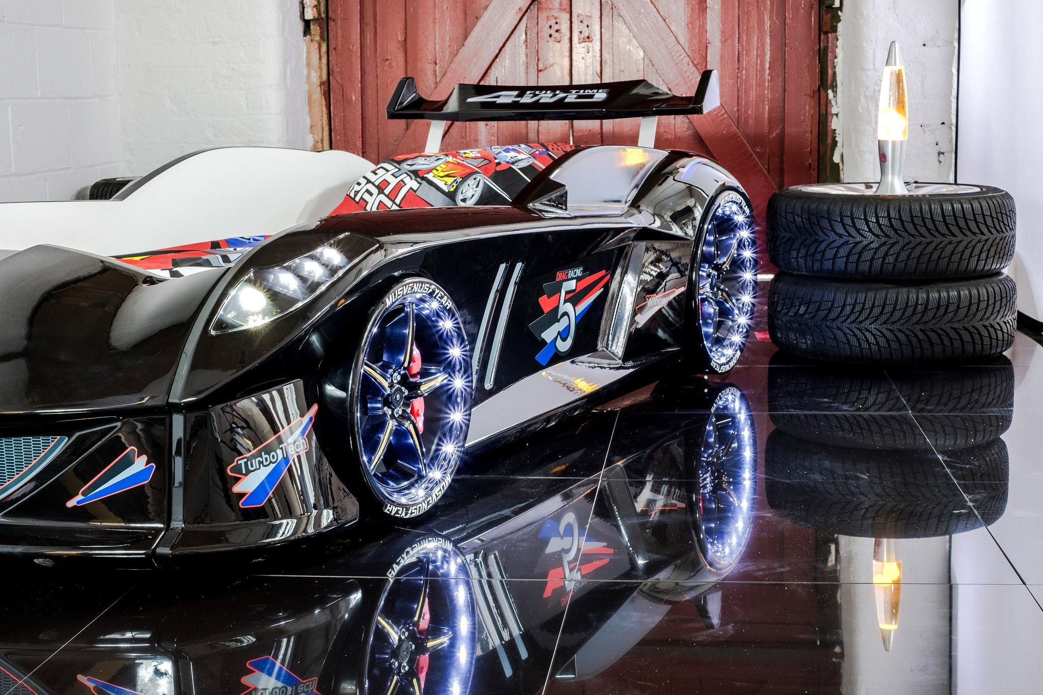 Thunder Children s Novelty Race Car Bed Black 3FT Single