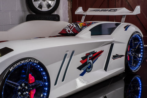 Children's Novelty Thunder Race Car Bed White-3FT Single-Children's Bed-Chic Concept