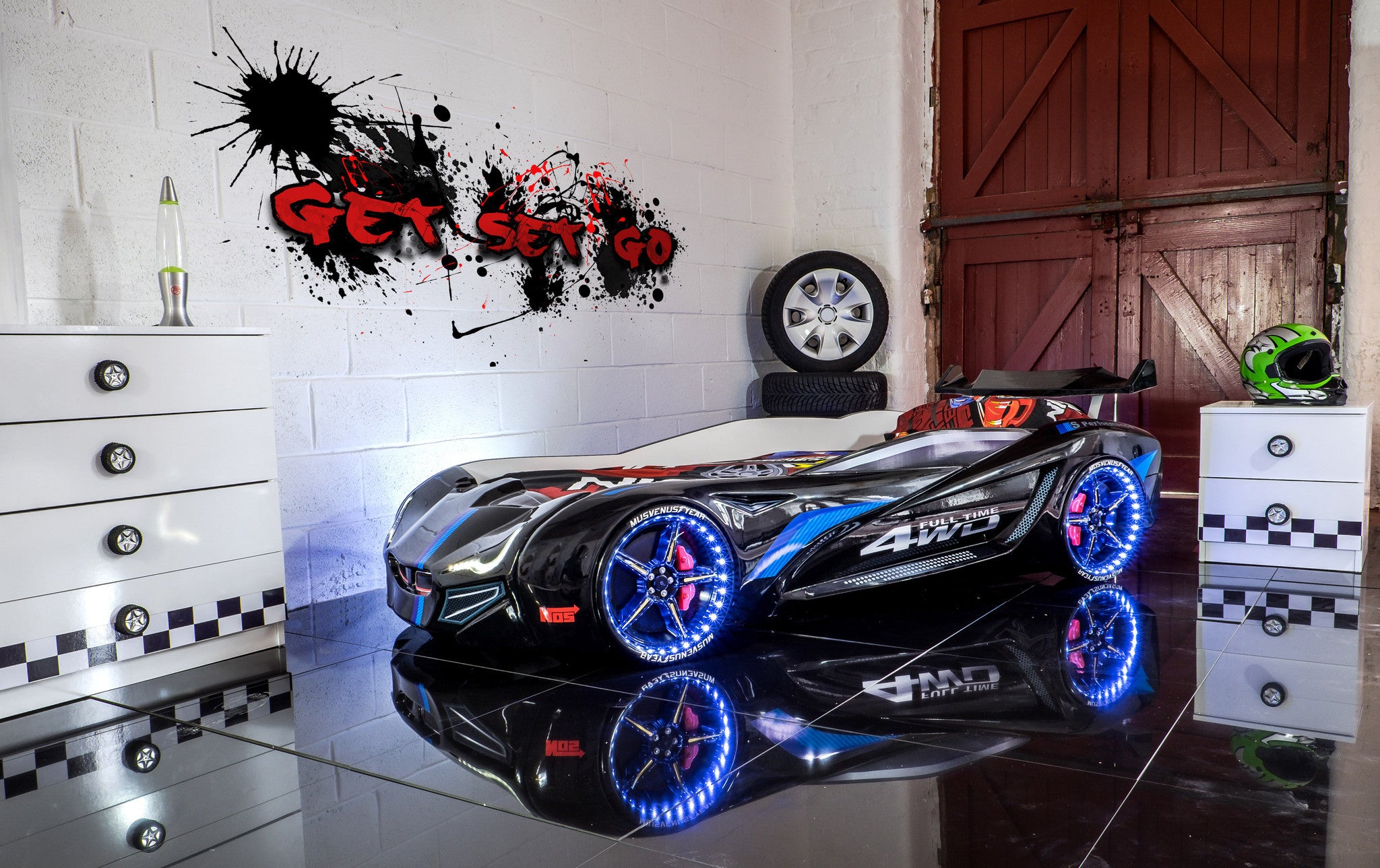 Flash GT Children s Novelty Kids Black Racing Car Bed Chic Concept