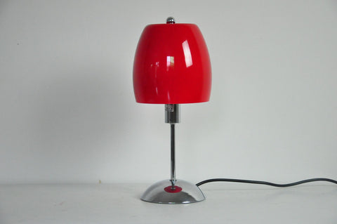 Modern Umbrella Chrome Base Red Table Lamp-Table Lamp-Chic Concept