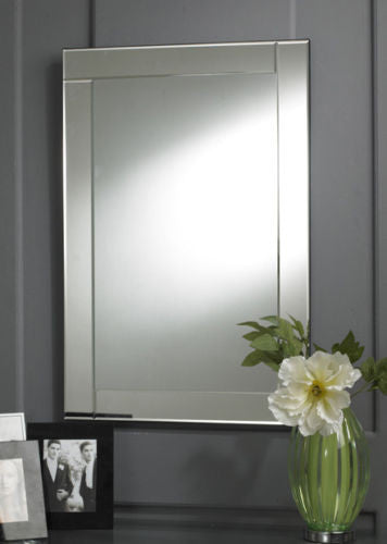 Modern Rectangular Clear Glass Bordered Wall Mirror-Art Deco Mirror-Chic Concept