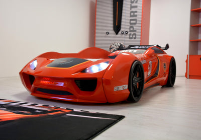 Vento Children's Novelty Kids Red Racing Car Bed with LED Lights, Sound & Bluetooth-Children's Bed-Chic Concept