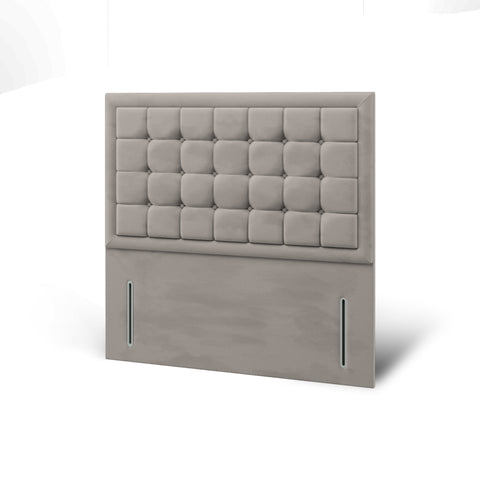 Aspire Large Cubic Buttoned Border Fabric Upholstered Tall Headboard with Divan Bed Base & Mattress Options-Divan Bed-Chic Concept