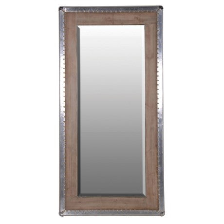 Large Silver Trim Wood Mirror-Large Mirror-Chic Concept