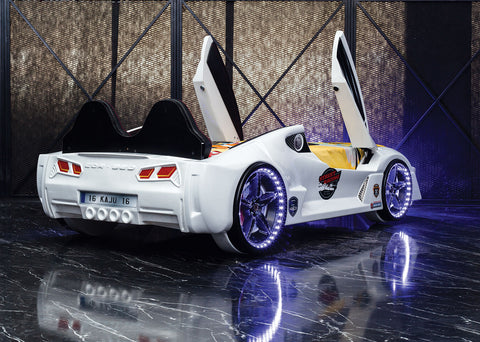 Aventa Children's Novelty Kids White Racing Car Bed - 3FT Single-Children's Bed-Chic Concept