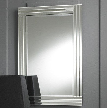 Modern Rectangular Clear Triple Bevelled Bordered Wall Mirror-Art Deco Mirror-Chic Concept