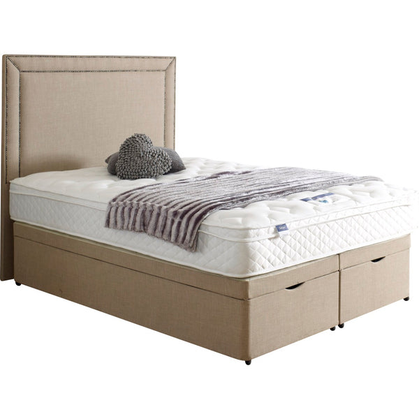 New Bespoke Maurise Double Studded Chrome Headboard Divan Ottoman