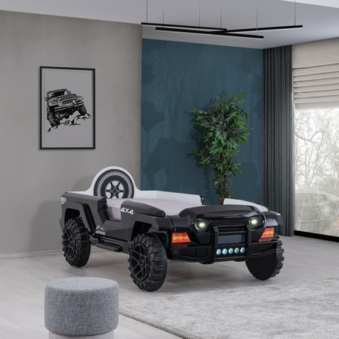 New Black Jeep Terrain Children's Novelty Kids Car Bed with LED Lights, Sound & Bluetooth-Children's Bed-Chic Concept