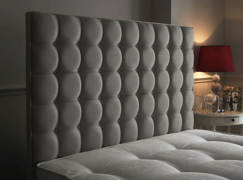 Small Cubic Buttoned Fabric Upholstered Bespoke Low Headboard-Low Headboard-Chic Concept