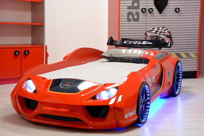Vento Children's Novelty Kids Red Racing Car Bed with LED Lights, Sound & Bluetooth-Children's Bed-Chic Concept