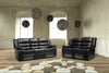 Rosie Black Leather 3 Seater and 2 Seater Recliner Sofa with Drink Holder-Leather Sofa-Chic Concept