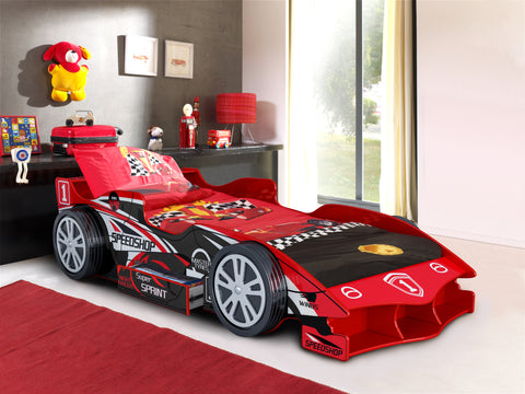 Children's 3FT Single Kids F1 Red Racing Car Bed Frame-Children's Bed-Chic Concept