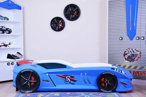 Children's Novelty Thunder Race Car Bed Blue-3FT Single-Children's Bed-Chic Concept